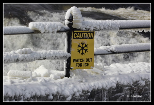 CAUTION WATCH OUT FOR ICE - Art in Ice, Paterson Great Falls,  A Buccino