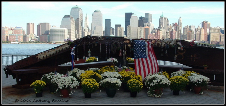 Hudsone River waterfront, Jersey City 911 Memorial, by Anthony Buccino 2005