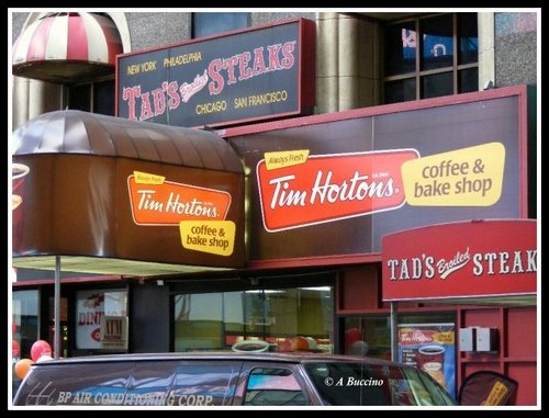 Tim Horton's coffee & bake shop! Tad's Broiled Steaks, Times Square