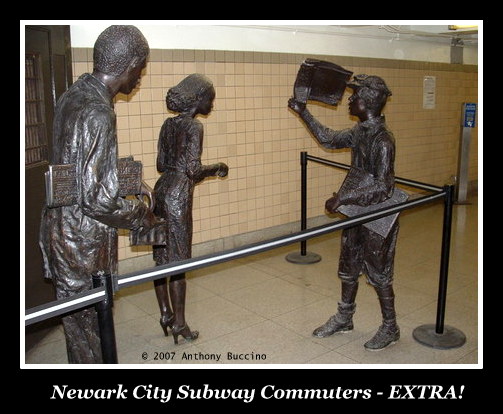 Newark City Subway commuter sculpture, photo  Anthony Buccino