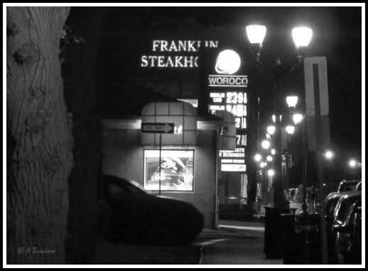 Franklin Steakhouse, street photo, Nutley NJ, Night Photography,  Anthony Buccino