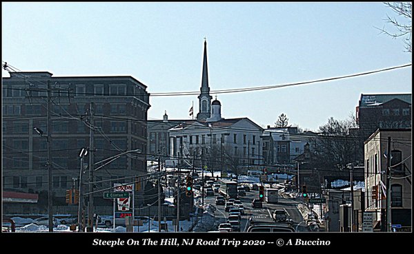 Small town church steeple, Sussex County, detour, Northwest NJ Road Trip 2020,  A Buccino 