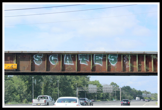 Interstate 80, railroad trestle, graffiti, NJ Road Trip: On The Road Again, July 2023, © A Buccino 