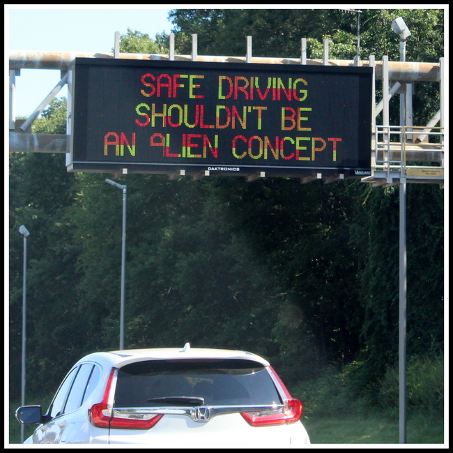 Safe driving shouldn't be an alien concept, NJ Road Trip: On The Road Again, July 2023, © A Buccino 