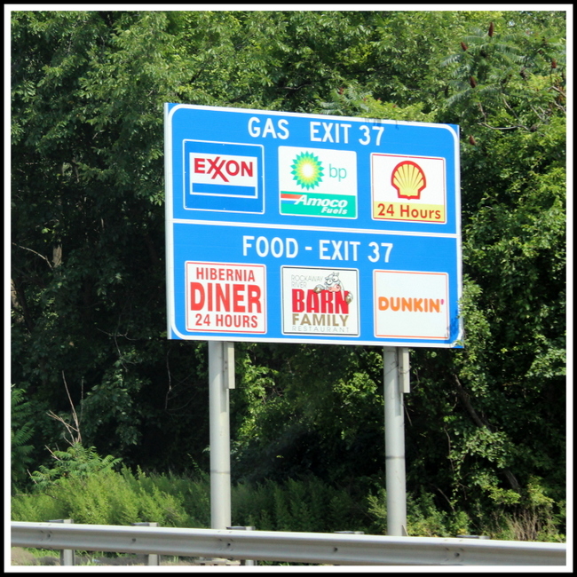 Hibernia Diner, Dunkin, Barn Family, Exxon, Shell, bp, Northwest NJ Road Signs, © Anthony Buccino 