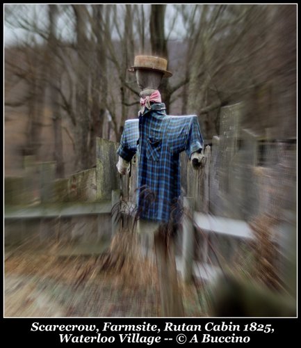 Waterloo Village, NJ, Morris Canal, landscape, Scarecrow, Farmsite, Rutan Cabin, wooden fence,  A Buccino